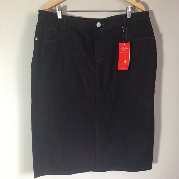 Purple Denim pencil Skirt 3XL size 38 - Picture 2 of 11